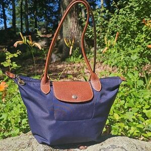 Longchamp Le Pliage Medium Tote Navy Tailor Mended